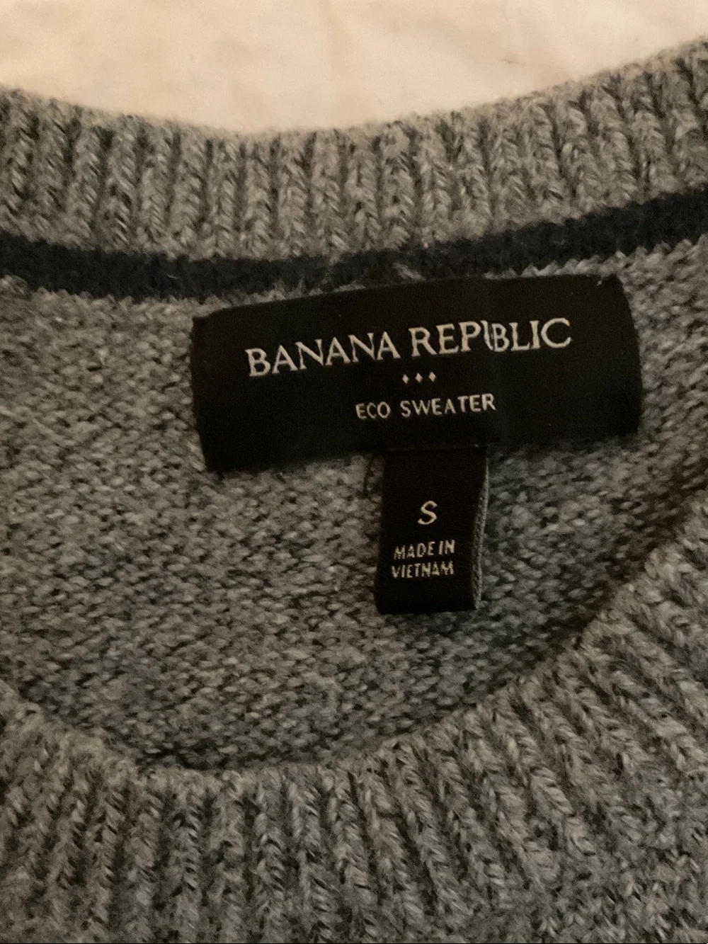 Banana Republic Gray, Navy & White Striped Crewneck Sweater